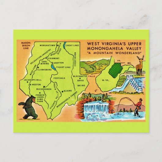 ウェストバージニア モノンガヘラ渓谷 ポストカード (正面)