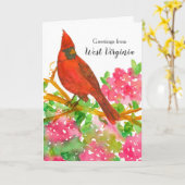 ウェストバージニア(鳥)ショウジョウコウカンチョウロードデンドロンからの挨拶 カード (黄色い花)