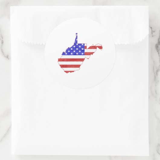 ウェストバージニアUSA州旗のシルエット州マップ ラウンドシール (バッグ)