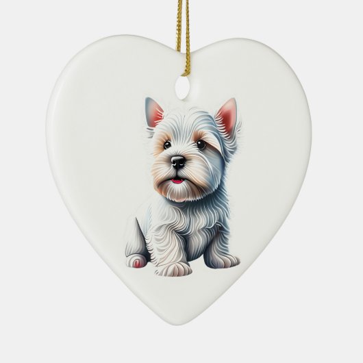 ウェストパーソナライズされたハイランドホワイトテリアパピー セラミックオーナメント (右)