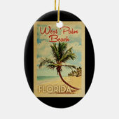 ウェストパームビーチパームツリーヴィンテージトラベル セラミックオーナメント (裏面)