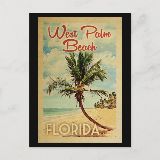 ウェストパームビーチパームツリーヴィンテージトラベル ポストカード (正面)