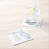 ウェストパームビーチフロリダマップエレガントウェディング スクエアペーパーコースター (インサイチュ)