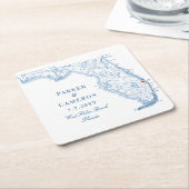 ウェストパームビーチフロリダマップエレガントウェディング スクエアペーパーコースター (アングル)