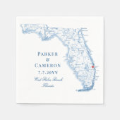 ウェストパームビーチフロリダマップエレガントウェディング スタンダードカクテルナプキン (正面)