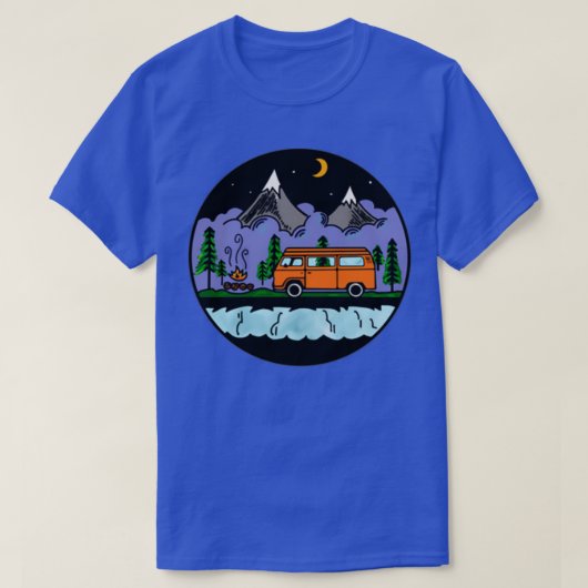 ウェストファリアカンパーバンキャンプ山夜 Tシャツ (デザイン正面)