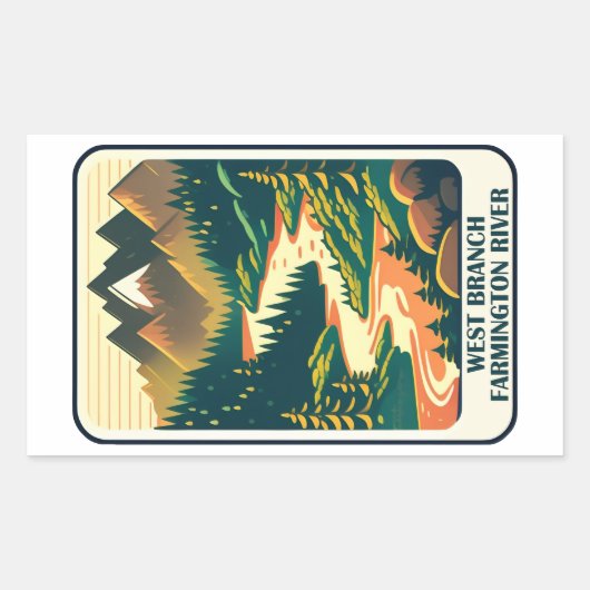 ウェストブランチファーミントンリバーコネチカット色 長方形シール (正面)