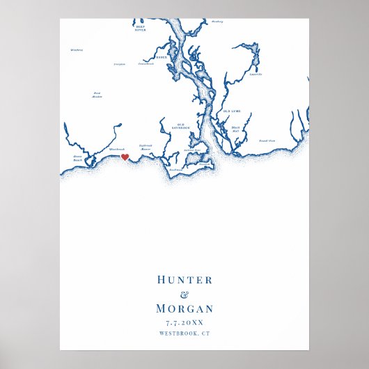 ウェストブルッ結婚クのネイビエレガントーゲストブックポスター ポスター (正面)