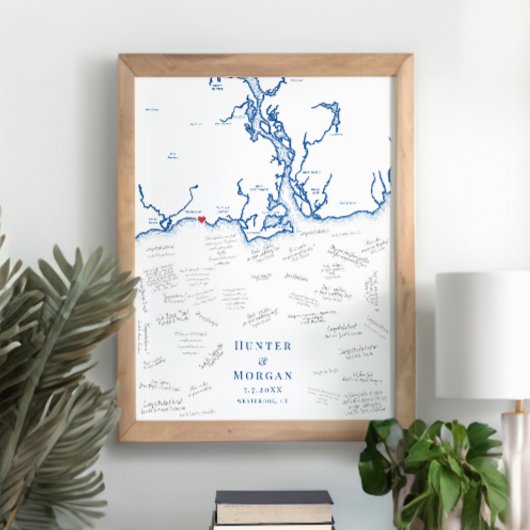 ウェストブルッ結婚クのネイビエレガントーゲストブックポスター ポスター