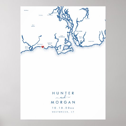 ウェストブルッ結婚クのネイビモダンーゲストブックポスター ポスター (正面)