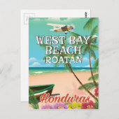 ウェストベイビーチ、ロアタンホンジュラス旅行ポスター ポストカード (正面/裏面)