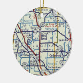 ウェストベンドWIヴィンテージマップ セラミックオーナメント (左)