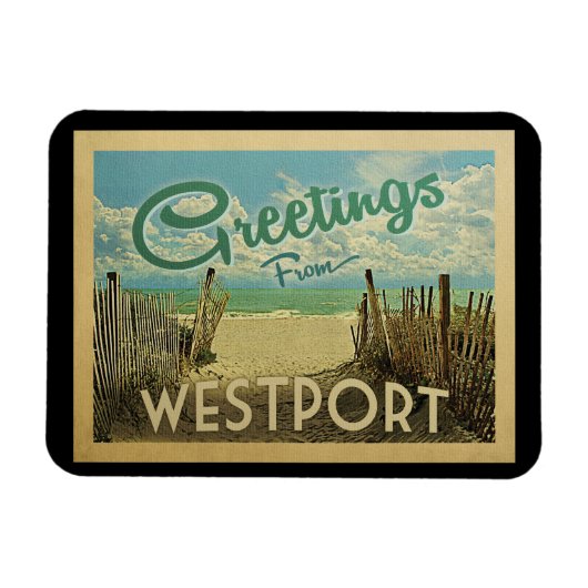 ウェストポートコネチカットビーチヴィンテージトラベル マグネット (横)