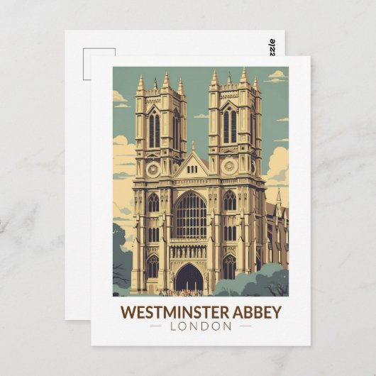 ウェストミンスターアビーイングランド旅行アートヴィンテージ ポストカード (正面/裏面)