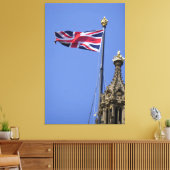 ウェストミンスター上空に翻るイギリスの国旗 キャンバスプリント (インサイチュ (リビング))