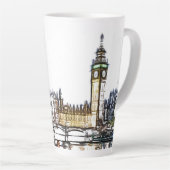 ウェストミンスター宮殿のアートスケッチ カフェラテマグ (右アングル)