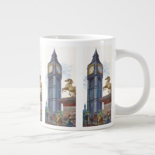 ウェストミンスター宮殿のビッグベンクロックタワー ジャンボコーヒーマグカップ (右)