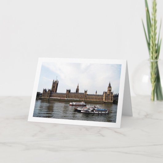 ウェストミンスター宮殿の外の川のボート カード (正面)