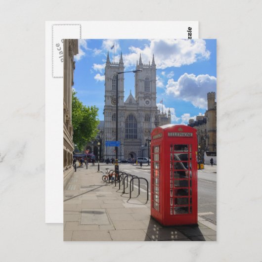 ウェストミンスター寺院とレッドフォンロンドン英国はがき ポストカード (正面/裏面)