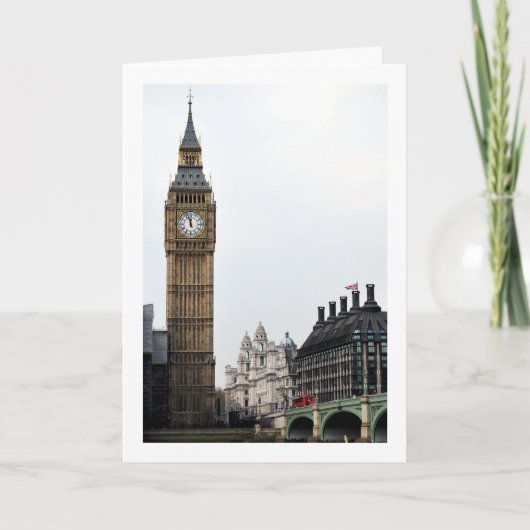 ウェストミンスター橋からのパレス・オブ・ウェストミンスターの眺め、ロンドン、イングランド カード (正面)