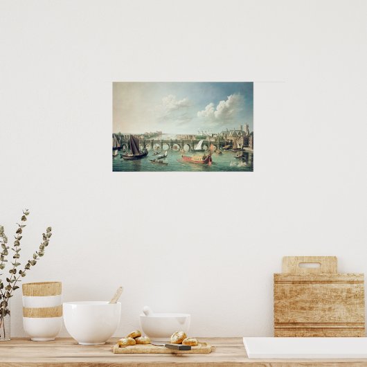 ウェストミンスター橋の下のテムズ ポスター (キッチン)