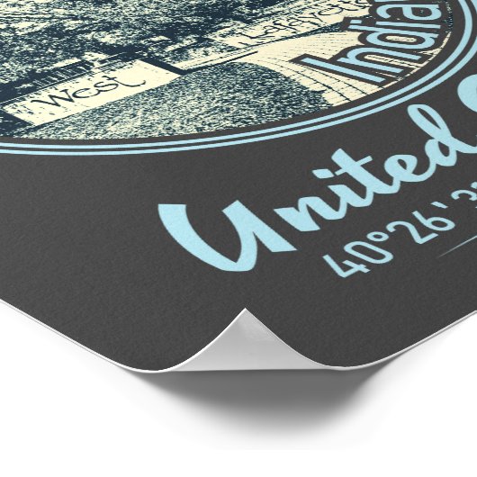 ウェストラファイエットシティインディアナヴィンテージ ポスター (角)