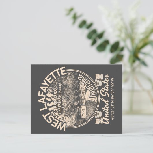 ウェストラファイエットシティインディアナヴィンテージ ポストカード (スタンド正面)