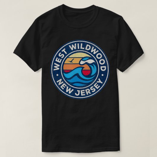 ウェストワイルドウッドニュージャージーNJヴィンテージ波航海の Tシャツ (デザイン正面)