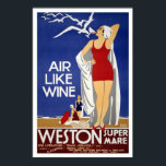 ウェストンマーレすごいヴィンテージ旅行ポスター ポスター<br><div class="desc">ヴィンテージ旅行広告ポスターのイギリスのウェストン・マすごいレの町で、イギリスの西部鉄道部のニューヨーク部門素晴らしによって発行された。「ワインエレガントのような空気」をスローガンにビーチで楽しむ3人の姿を見せる。</div>