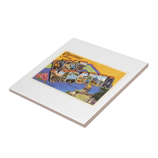 ウェストヴァージニアの州WVの古いヴィンテージ旅行郵便はがき タイル (側面)