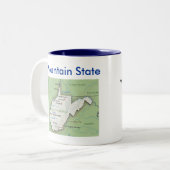 ウェストヴァージニアの記号及び地図 ツートーンマグカップ (正面左)