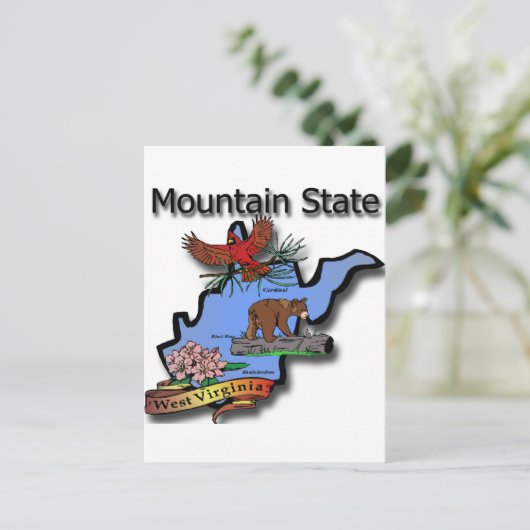 ウェストヴァージニア山の州の基本的なくまRhodode ポストカード (スタンド正面)