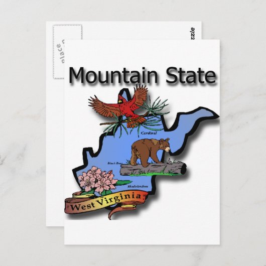 ウェストヴァージニア山の州の基本的なくまRhodode ポストカード (正面/裏面)