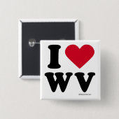 ウェストヴァージニア- "私はWV愛します"を"私が愛するウェストヴァージニア"を 缶バッジ (正面&裏面)