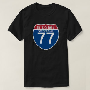 ウェストヴァージニアWV I-77の州間幹線道路の盾- Tシャツ