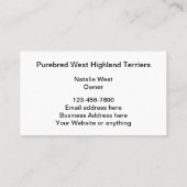 ウェスト・ハイランド・テリア・ドッグ・ブリーダー 名刺 (裏面)