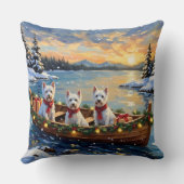 ウェスト・ハイランド・ホワイト・テリアのクリスマス・ボート・ホリデー クッション (裏面)