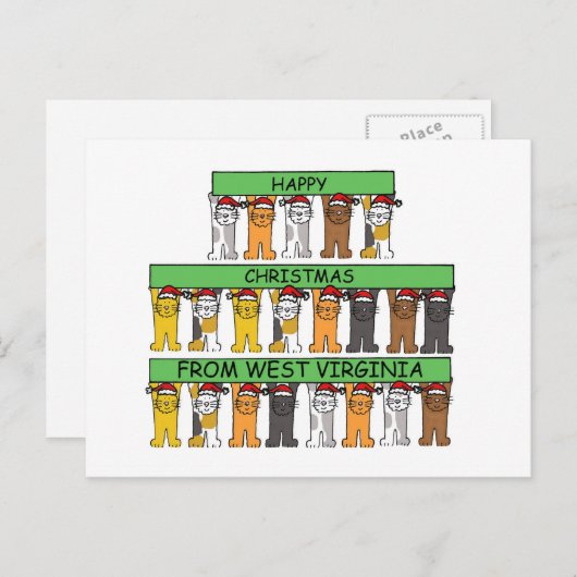 ウェスト·ヴァージニアの猫たちからクリスマスおめでとう シーズンポストカード (正面/裏面)