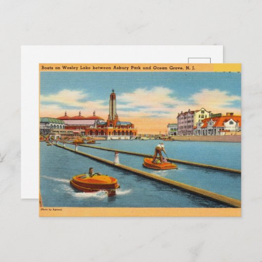 ウェスリー・レイク、アズベリー・パーク&海・グローブ、N.J. ポストカード (正面/裏面)