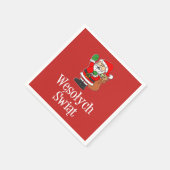 ウェソリックスワイアットポーランドメリークリスマスサンタ スタンダードカクテルナプキン (角)