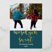 ウェソワチシブウィントポーランドメリークリスマスエレガント 箔シーズンカード (正面)