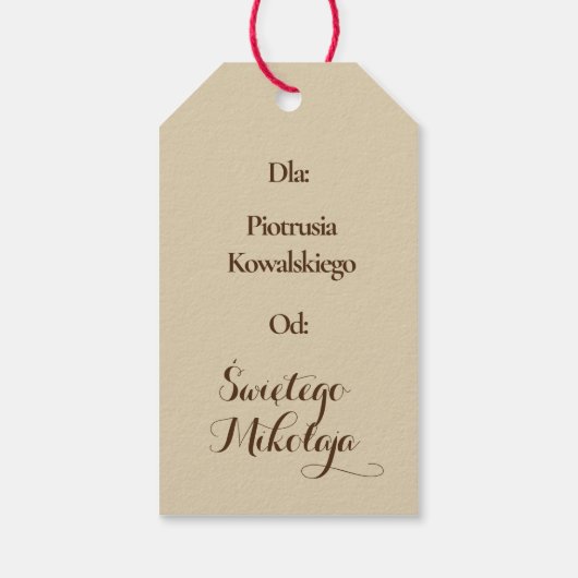 ウェソワチシブウィントポーランドメリークリスマスポーランドの子供 ギフトタグ (裏面)