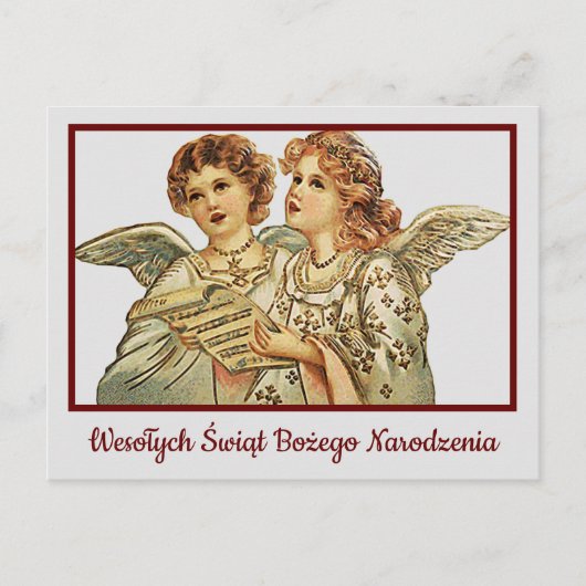 ウェソワチシブウィントレトロメリークリスマスカードポーランド ポストカード (正面)