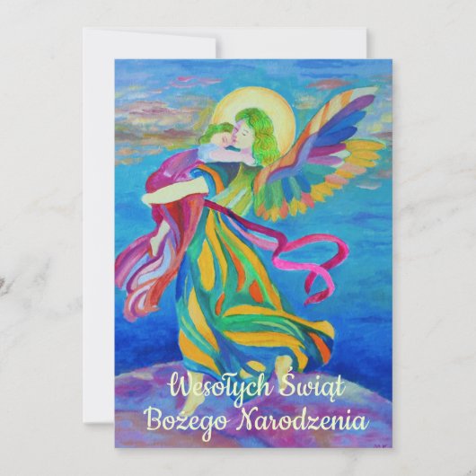 ウェソワチシブウィント宗教的クリスマスポリッシュエンジェル 案内状 (正面)