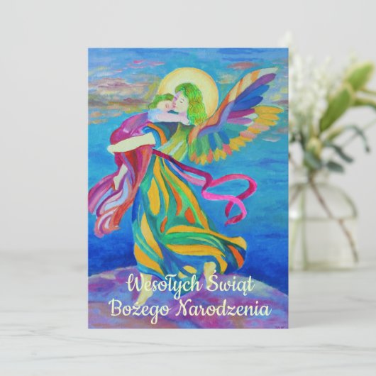 ウェソワチシブウィント宗教的クリスマスポリッシュエンジェル 案内状 (スタンド正面)