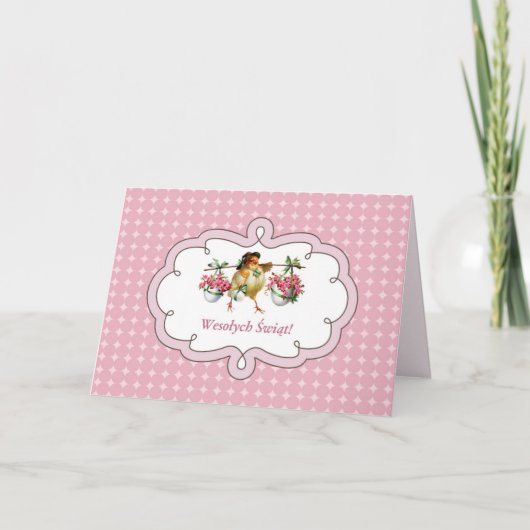 ウェソワチシブント。ポーランド語でイースターカード シーズンカード (正面)
