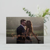 ウェッエレガントモダンディング日付の発表を保存 箔招待状 (立ち正面)