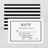 ウェッエレガントモダンディングRSVPブラック&ホワイトS 出欠カード (正面/裏面)