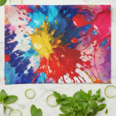 ウェッカラフルト絵を描スプラッシュデザイン キッチンタオル (折り畳み)