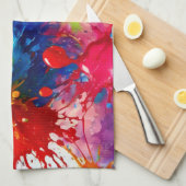 ウェッカラフルト絵を描スプラッシュデザイン キッチンタオル (四つ折り)